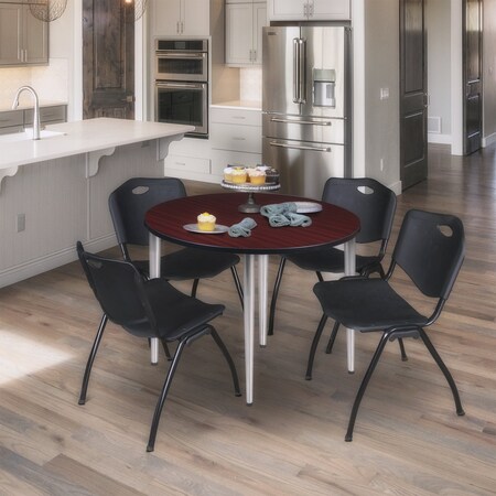 Regency Kahlo Round Table & Chair Sets, 36 W, 36 L, 29 H, Wood, Metal, Plastic Top, Mahogany TPL36RNDMHCM47BK
